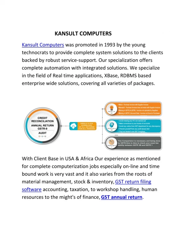 GST return filing software - kansult computers