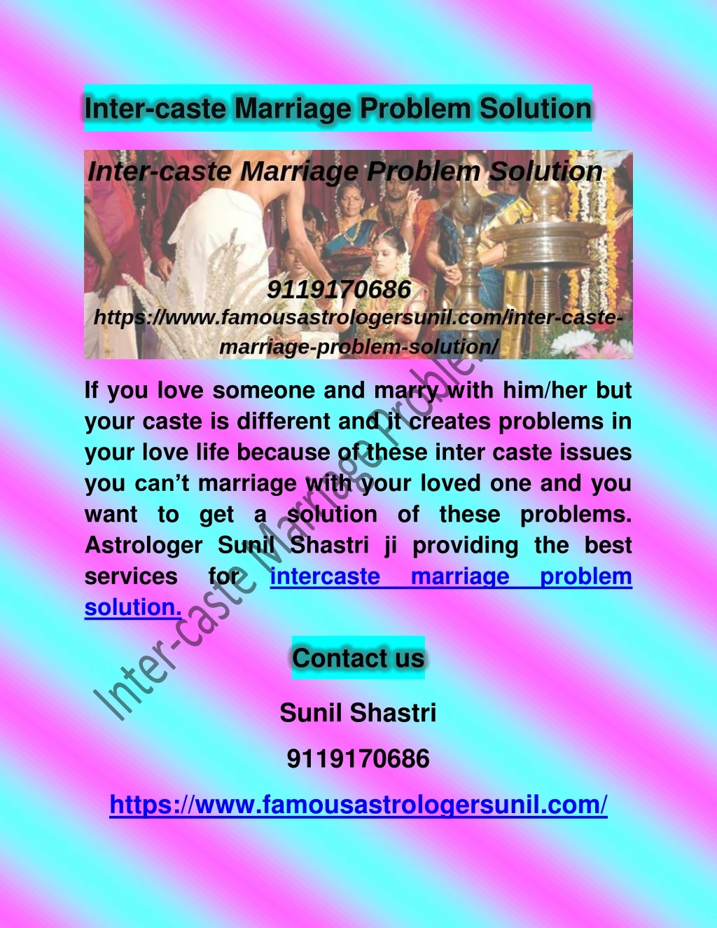 inter caste marriage problem solution