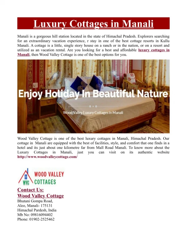 Luxury Cottages in Manali