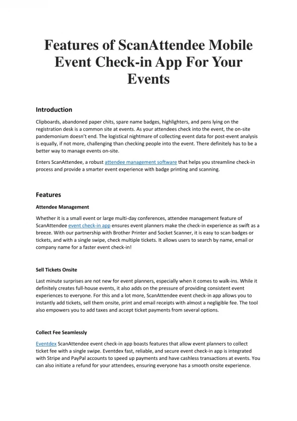 Features of ScanAttendee Event Check-in App For Your Events