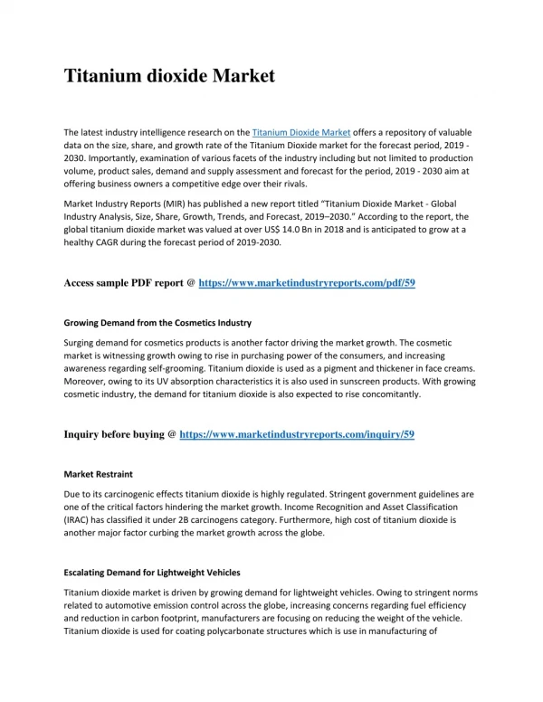 titanium dioxide market
