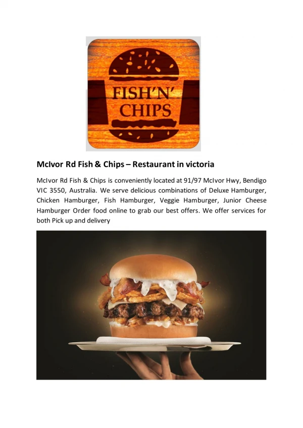 5% Off -McIvor Rd Fish & Chips-Bendigo - Order Food Online