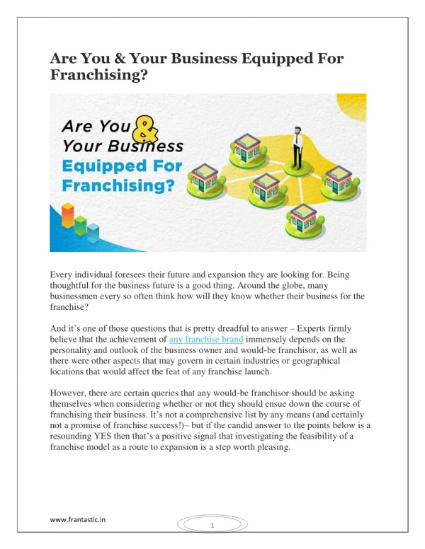 Are You & Your Business Equipped For Franchising? Every