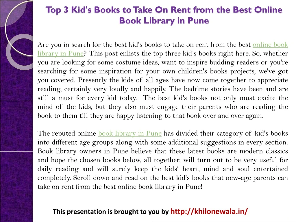 top 3 kid s books to take on rent from the best online book library in pune