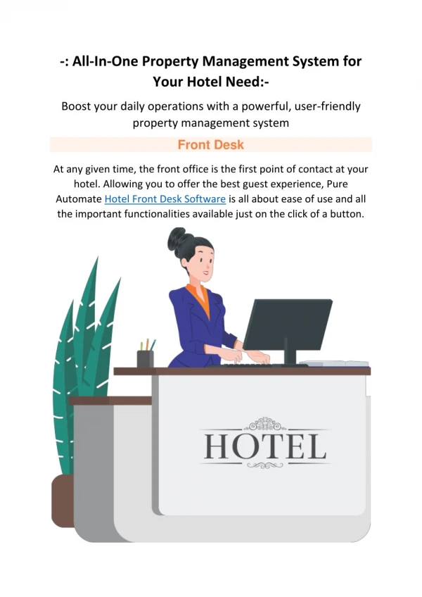 Property Management System Features | Hotel Front Desk System - Pure Automate