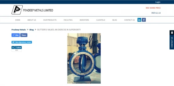 Pradeep Metals - Manufacturer of High Quality Butterfly Valves