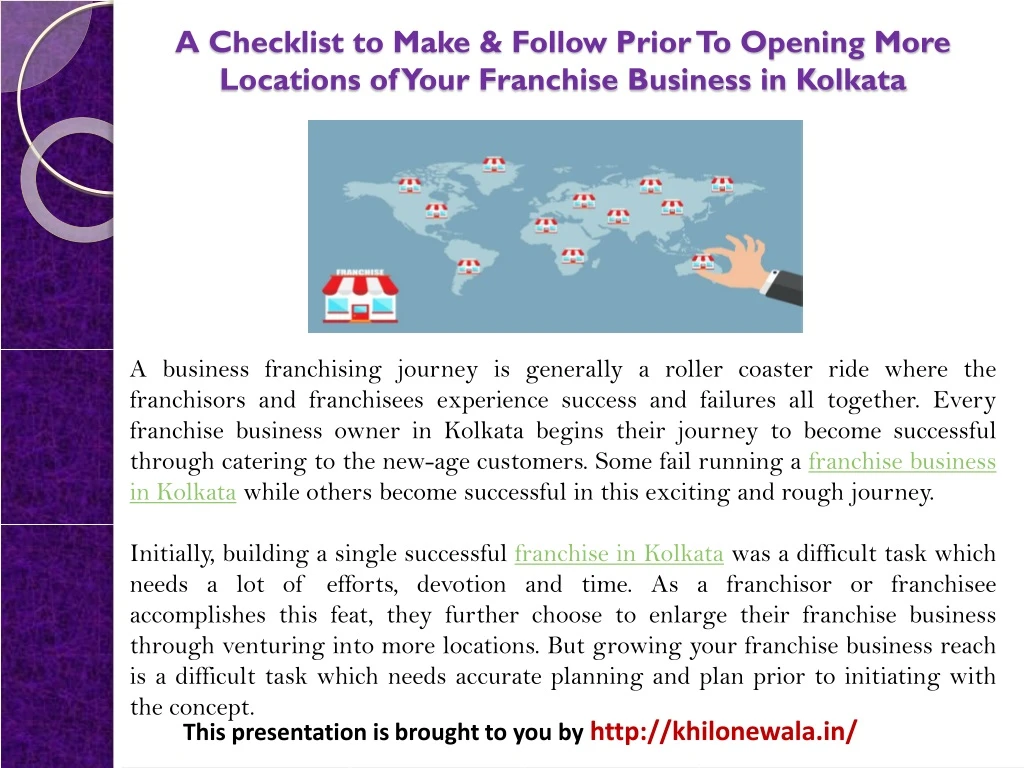 a checklist to make follow prior to opening more locations of your franchise business in kolkata