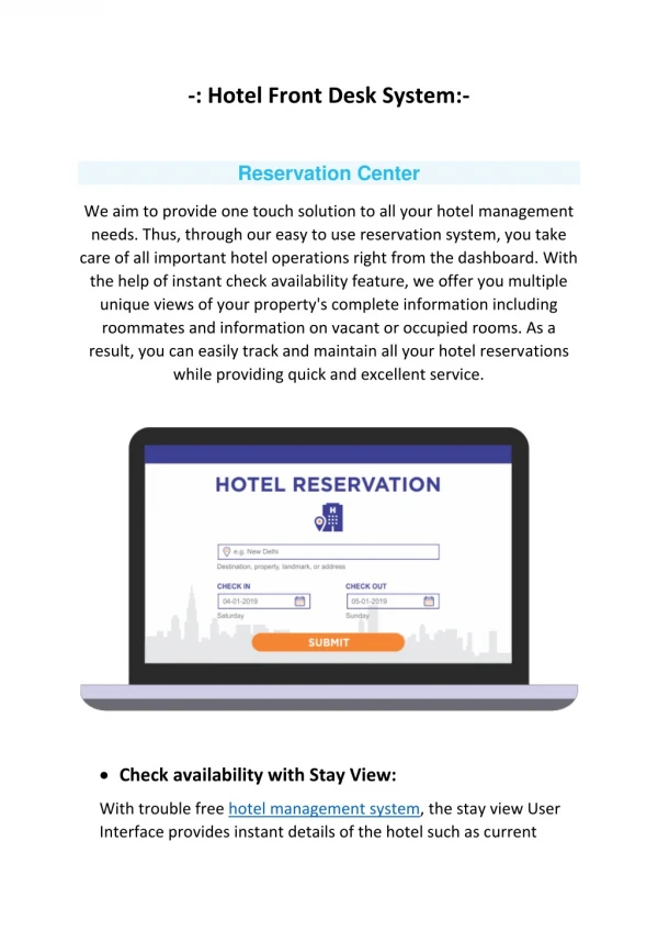 Online Hotel Front Desk System | Online Hotel Front Desk Software features - Pure Automate