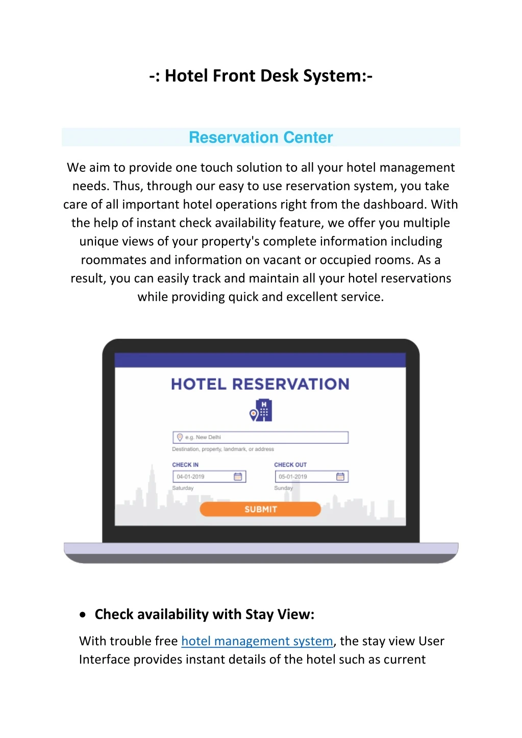 hotel front desk system