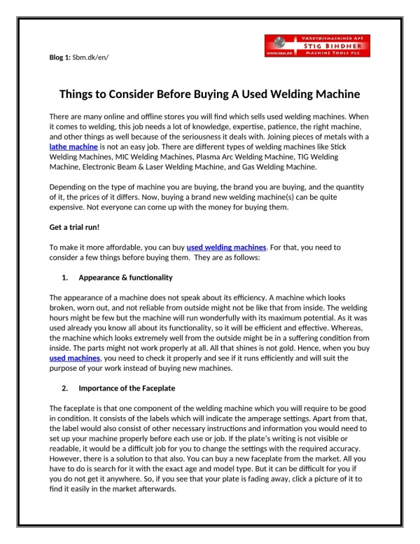 Things to Consider Before Buying A Used Welding Machine