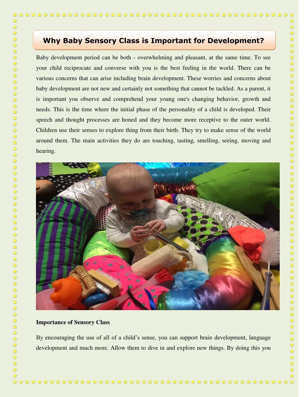 why baby sensory class is important