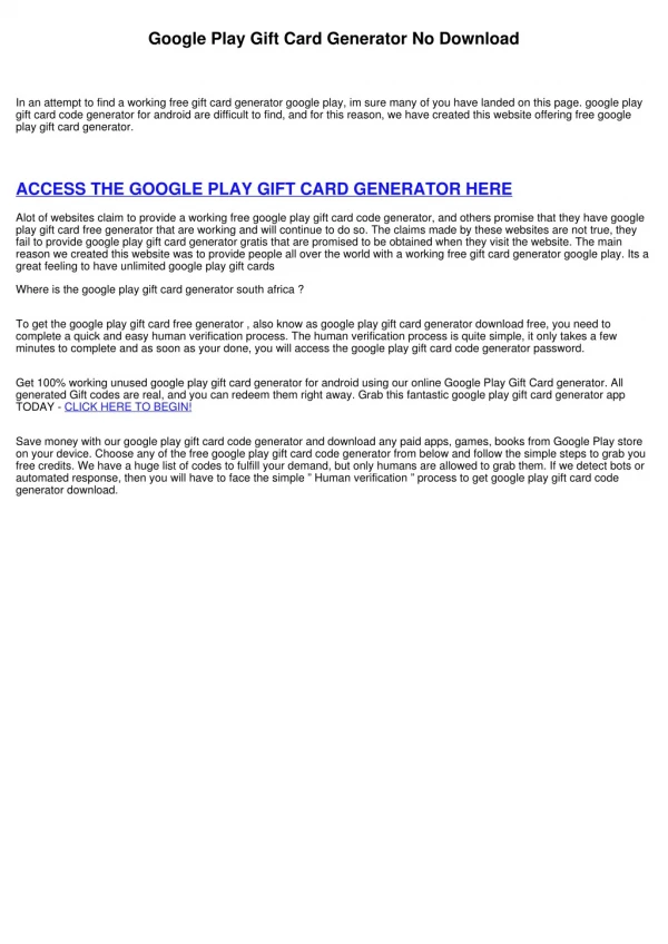 Google Play Gift Card Code Generator App
