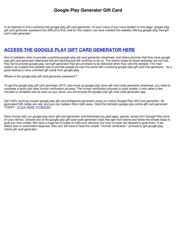 Google Play Free Gift Card Generator