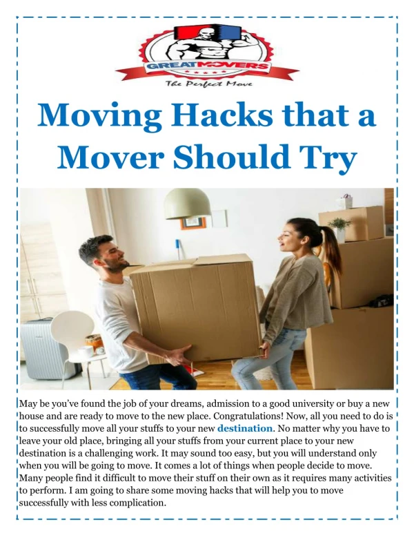 Moving Hacks that a Mover Should Try