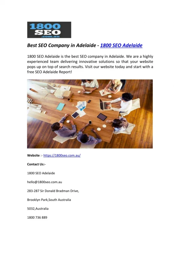 Best SEO Company in Adelaide - 1800 SEO Adelaide