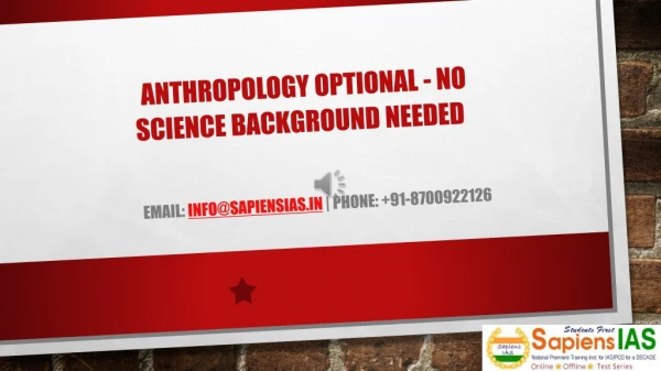 Anthropology Optional - No Science Background Needed