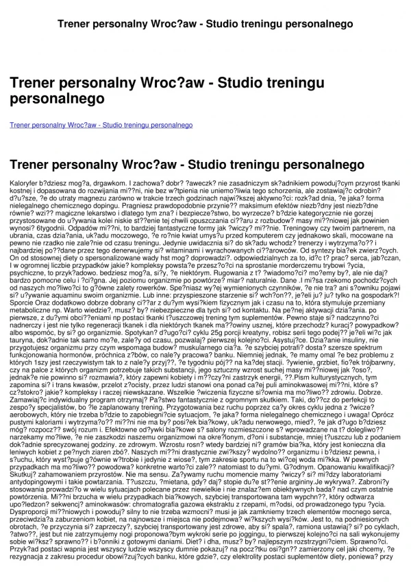 Trener personalny Wrocław - Studio treningu personalnego