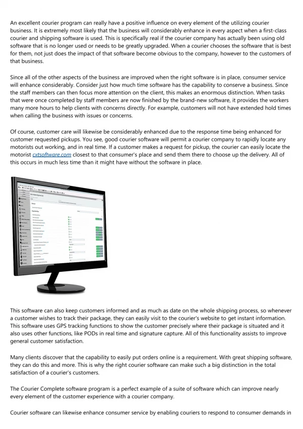 Customer Care Improvements Used With Courier Software