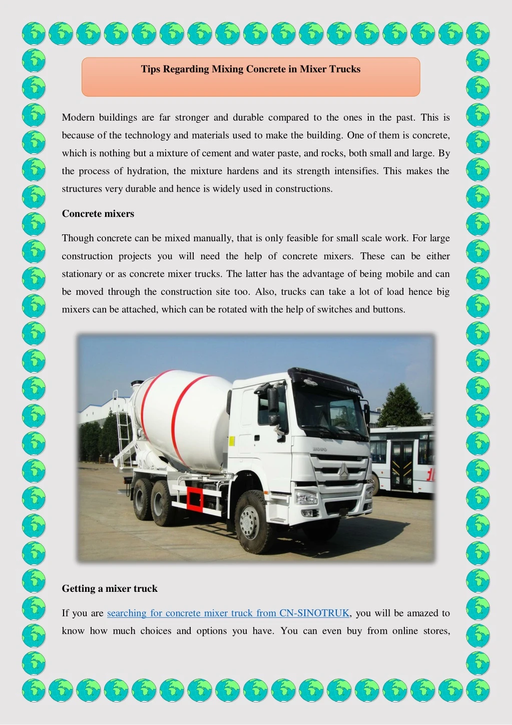 tips regarding mixing concrete in mixer trucks