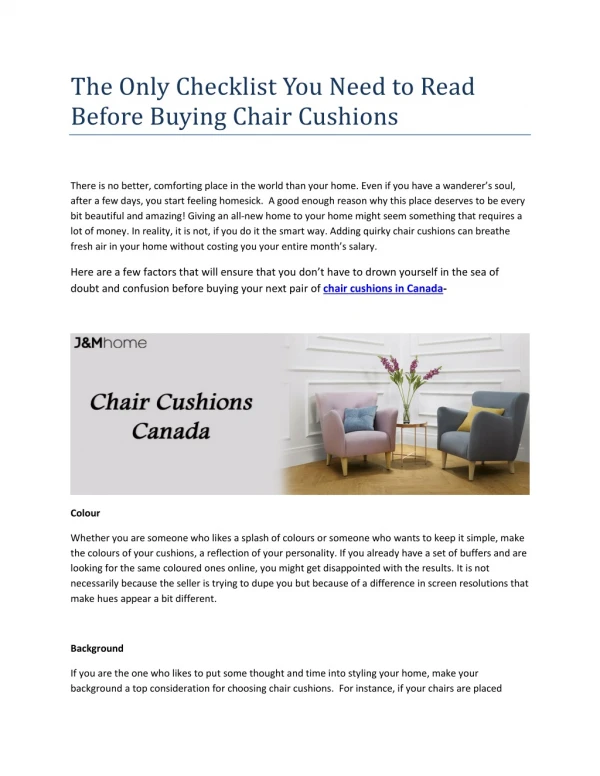 The Only Checklist You Need to Read Before Buying Chair Cushions