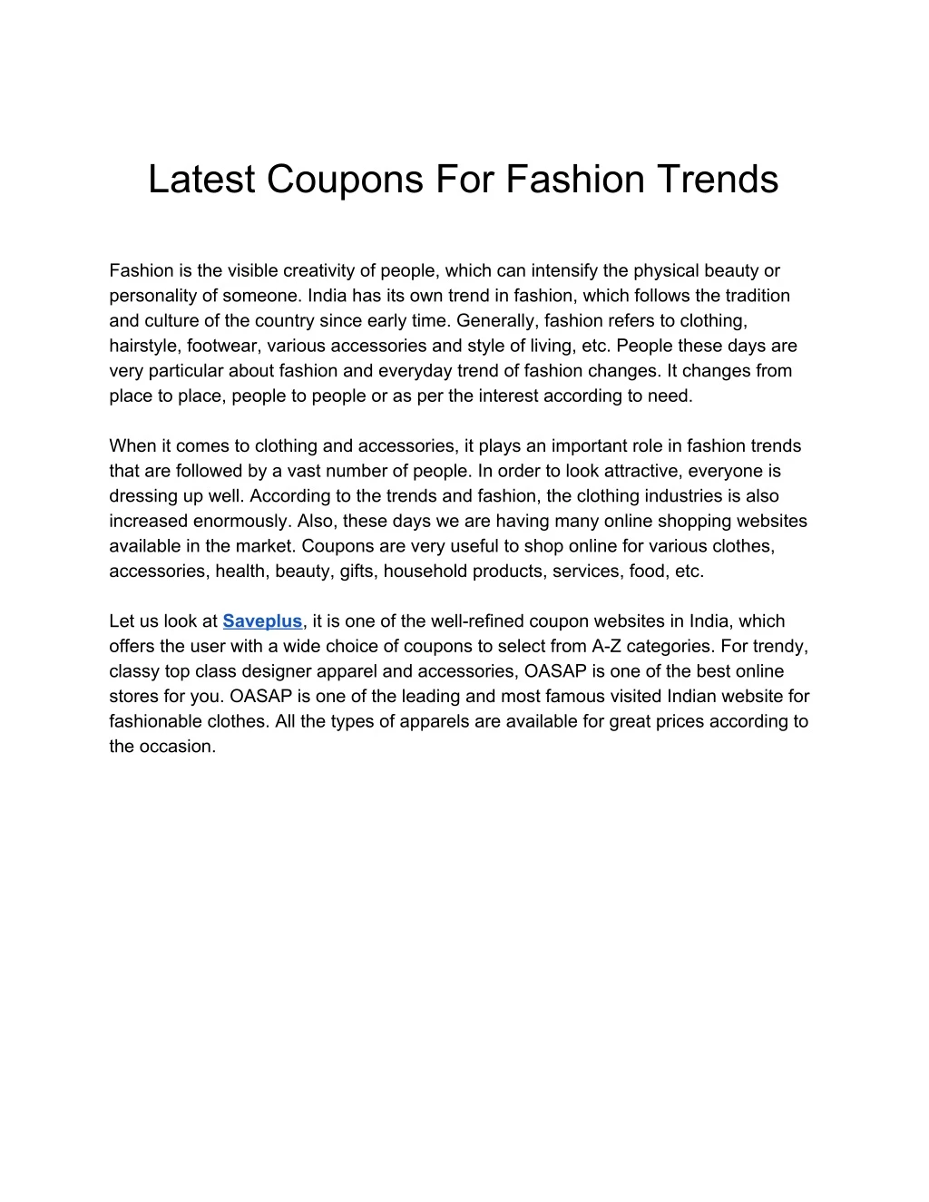 latest coupons for fashion trends