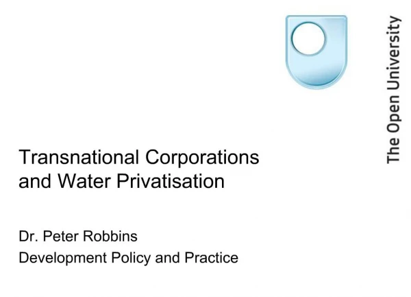 Transnational Corporations and Water Privatisation