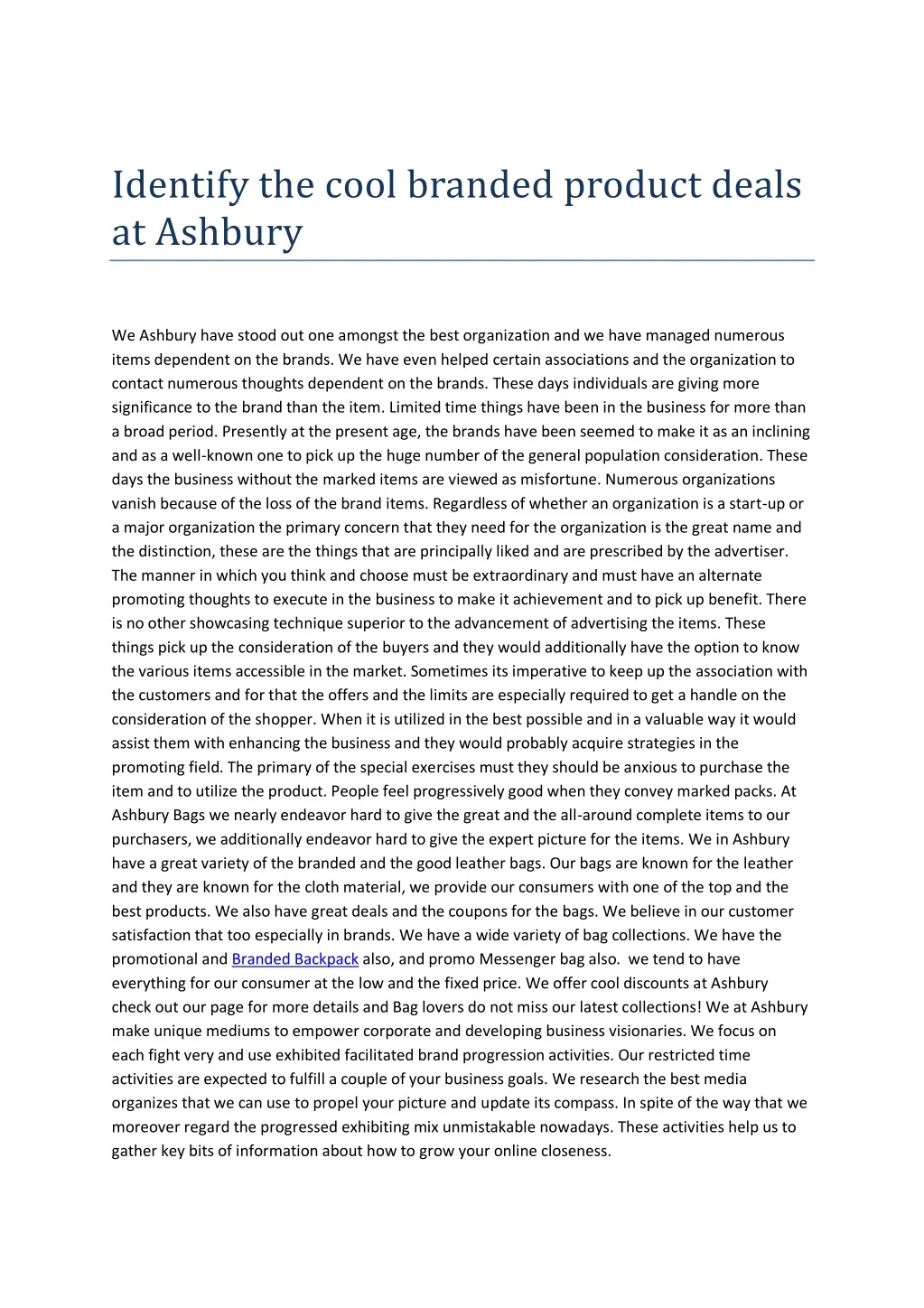 identify the cool branded product deals at ashbury