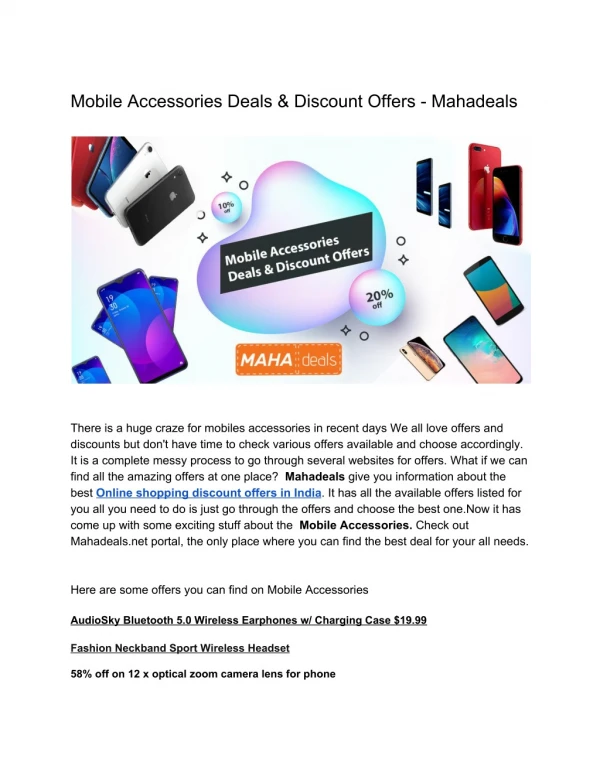 Mobile Accessories Deals & Discount Offers - Mahadeals