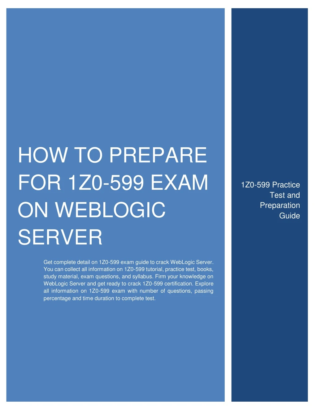 how to prepare for 1z0 599 exam on weblogic server