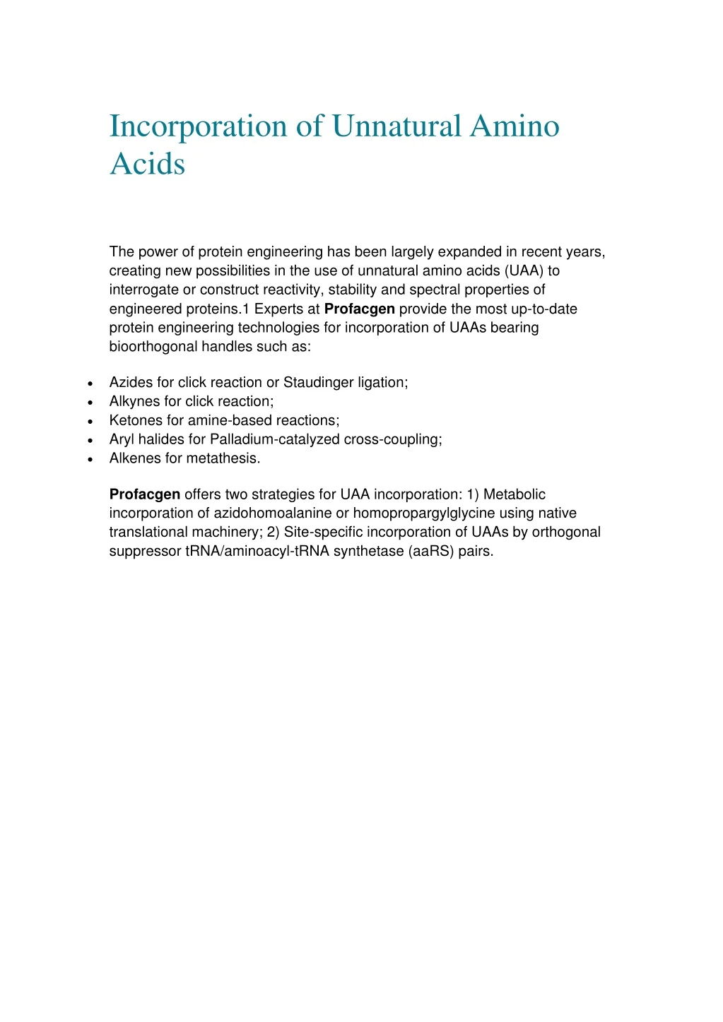 incorporation of unnatural amino acids