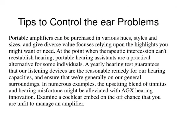 Tips to Control the ear Problems