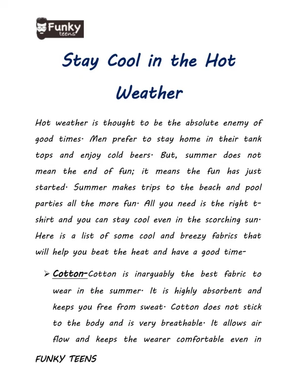 Stay Cool In the Hot Weather