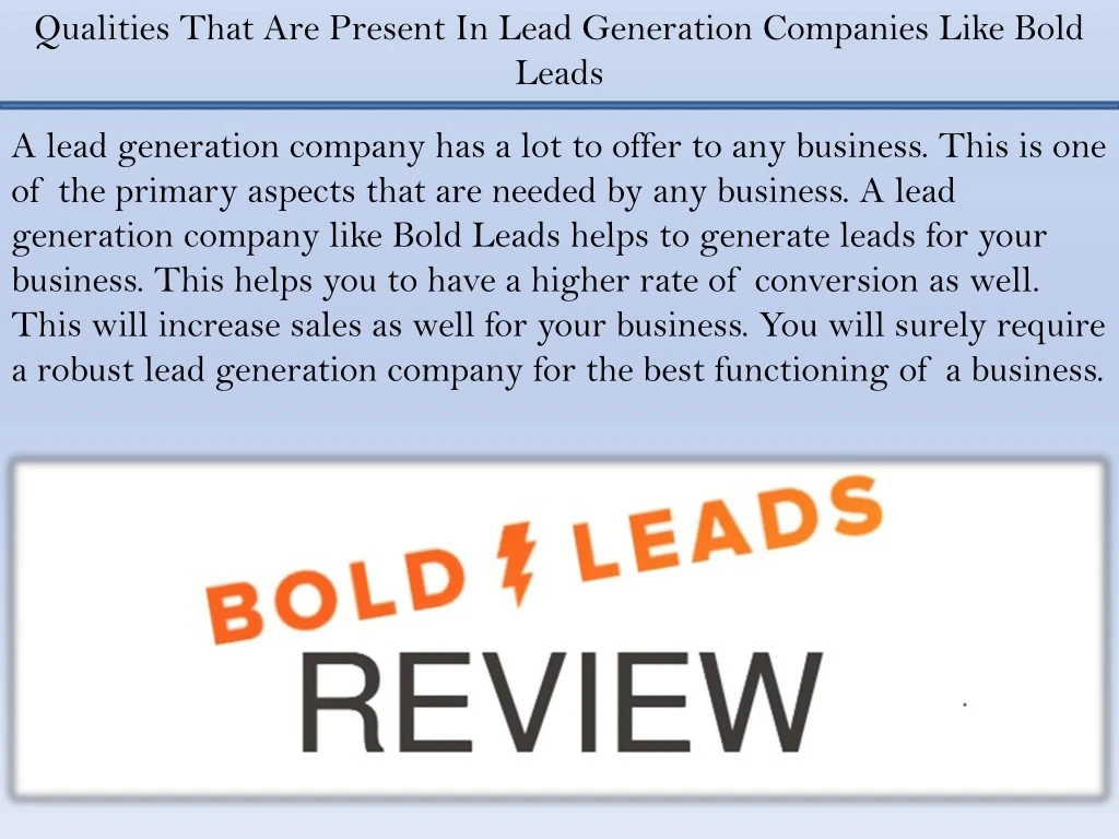 qualities that are present in lead generation