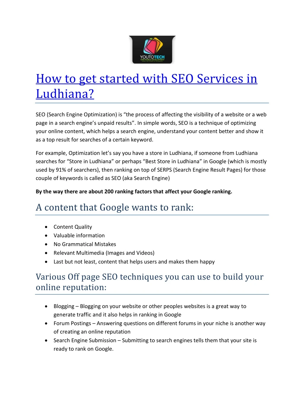how to get started with seo services in ludhiana