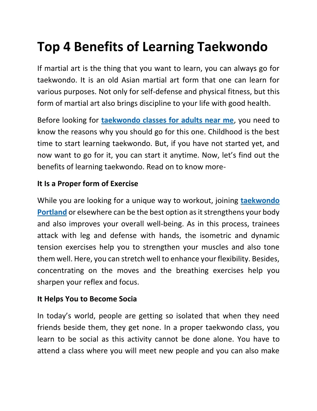 top 4 benefits of learning taekwondo