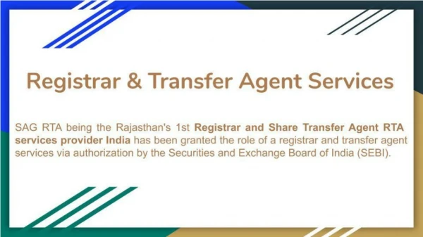 Know about SAG Registrar & Transfer Agent (RTA) Services Information