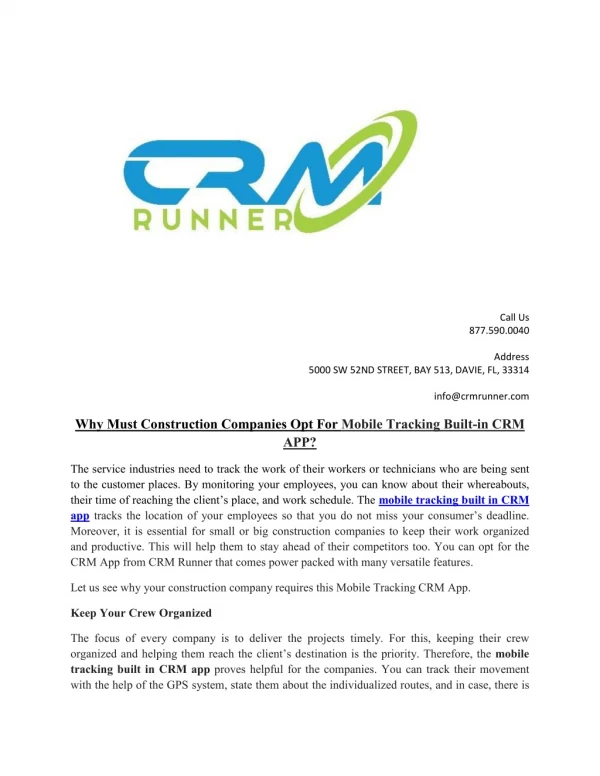 Why Must Construction Companies Opt For Mobile Tracking Built-in CRM APP?
