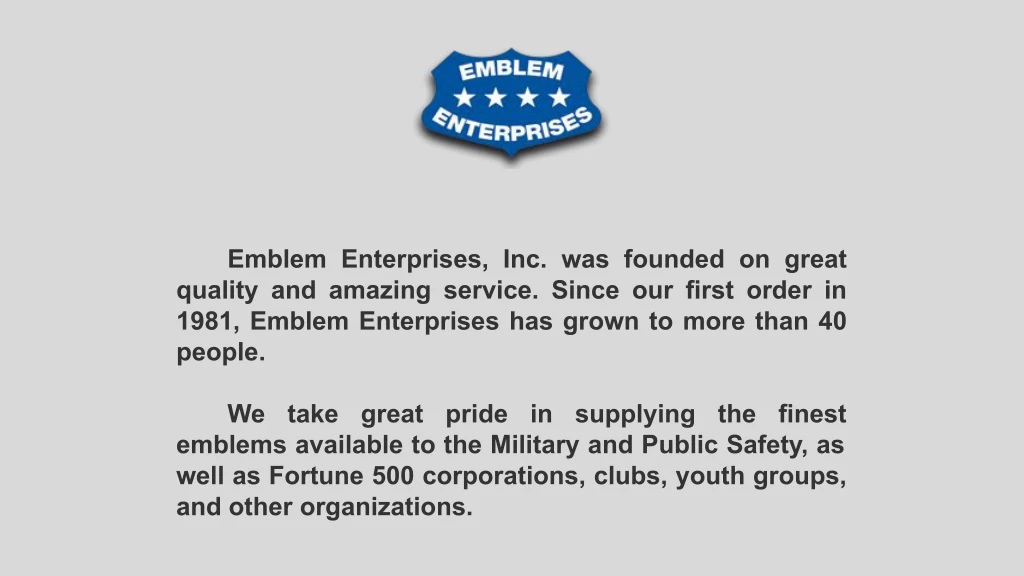 emblem enterprises inc was founded on great