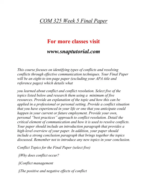 com 325 week 5 final paper