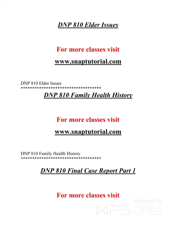 DNP 810 EXceptional Education/snaptutorial.COM