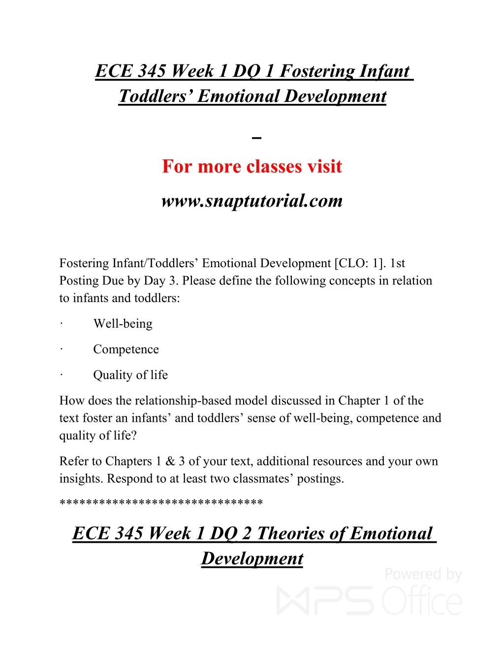ece 345 week 1 dq 1 fostering infant toddlers