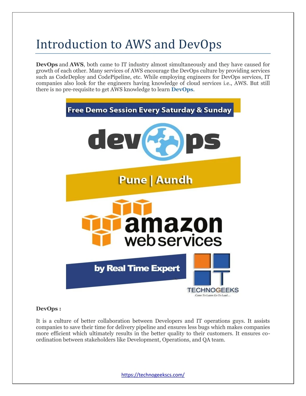 introduction to aws and devops