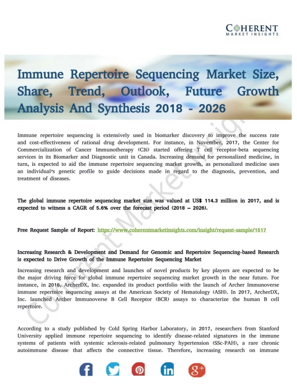 Immune Repertoire Sequencing Market Growth Analysis and Opportunity 2018-2026