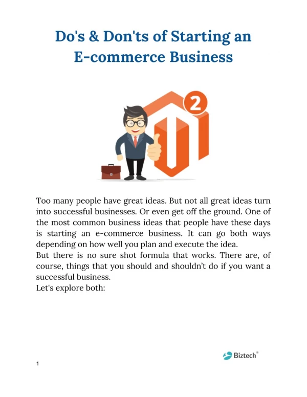 Do's & Don'ts of Starting an E-commerce Business