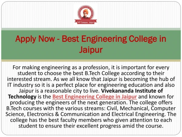 Apply Now - Best Engineering College in Jaipur