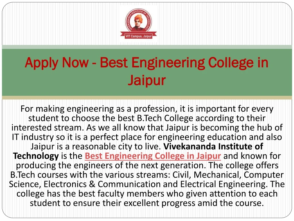 apply now best engineering college in jaipur