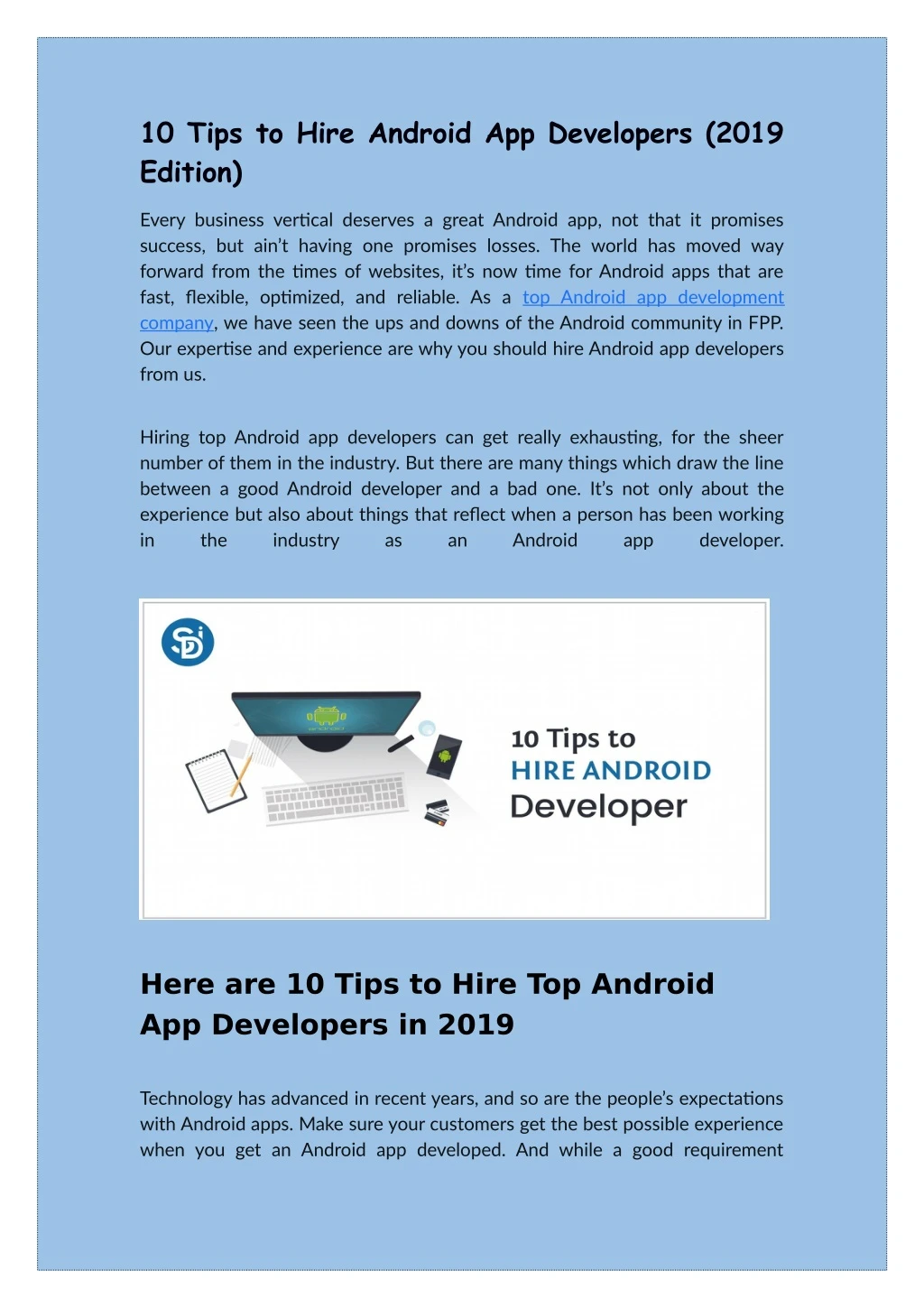 10 tips to hire android app developers 2019