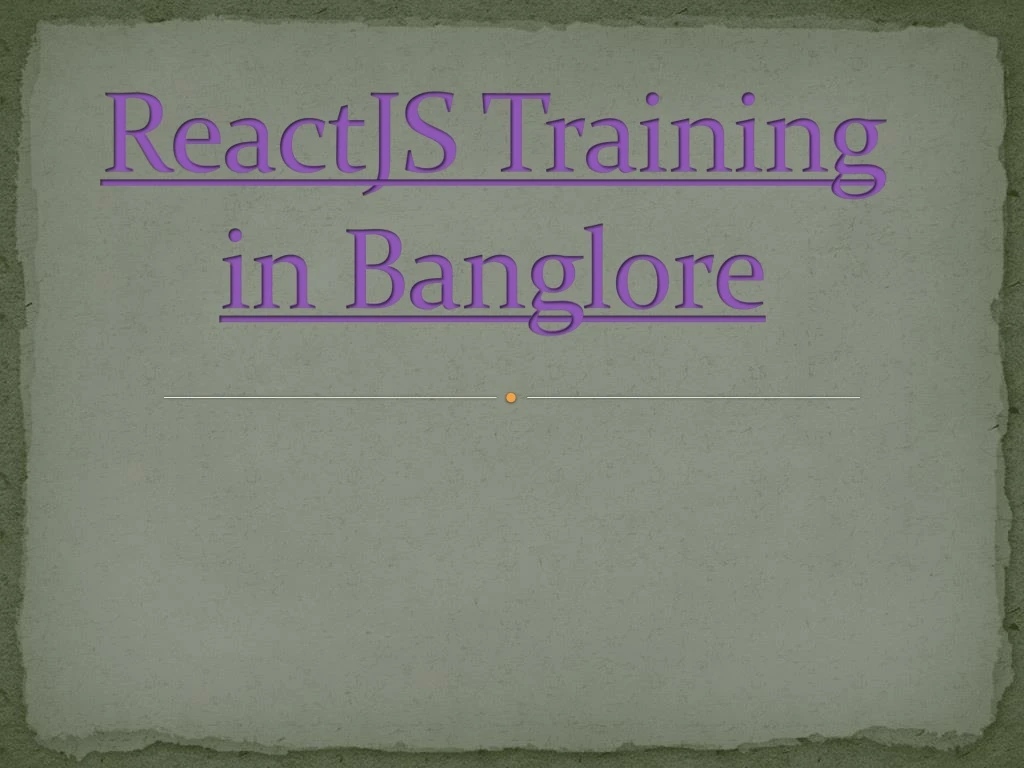 reactjs training in banglore