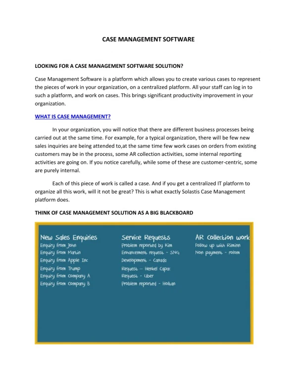 Case Management Software - Solastis