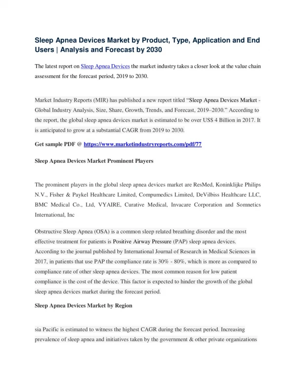 sleep apnea devices market by product type